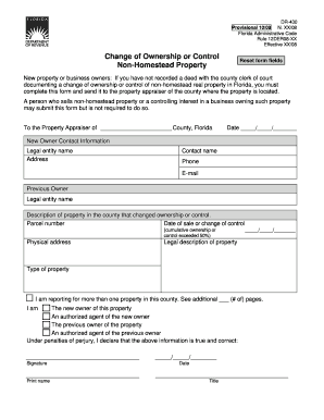 Florida DR-430 Change of Ownership Form