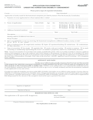 Kentucky Homestead Exemption Application