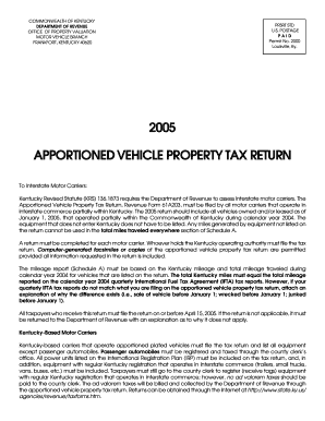 Kentucky Apportioned Vehicle Property Tax Return