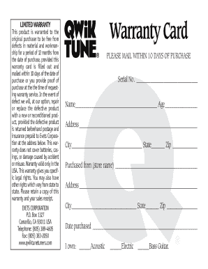 Limited Warranty Card