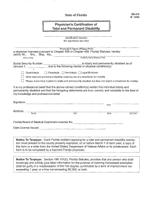 Physicians Certification of Total and Permanent Disability - qpublic