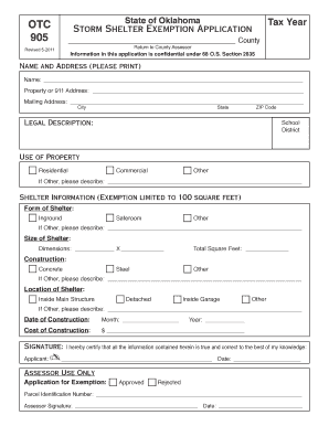 Oklahoma Storm Shelter Exemption Application