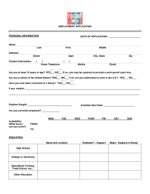 Employment Application Form