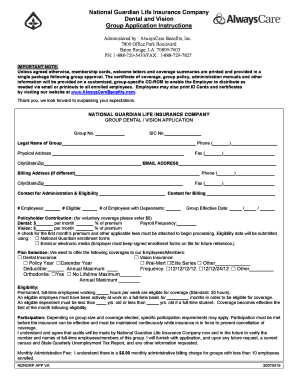 National Guardian Life Dental and Vision Group Application