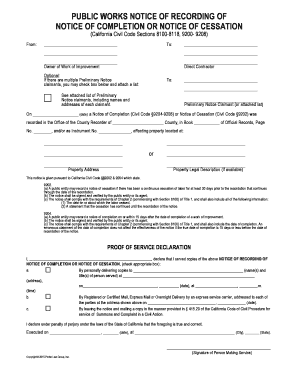 California Public Works Notice of Recording