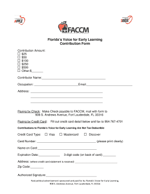 Florida's Voice for Early Learning Contribution Form