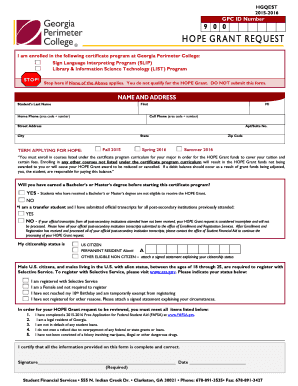 Georgia HOPE Grant Application Form