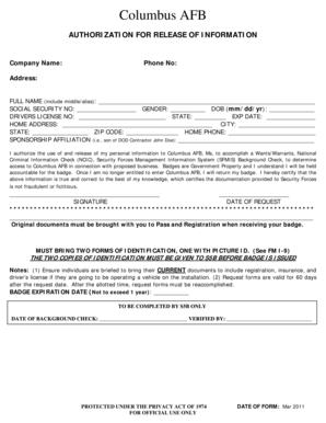 Authorization for Release of Information