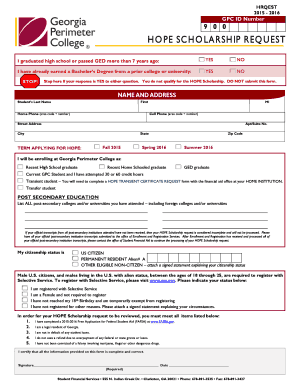 Georgia HOPE Scholarship Application Form