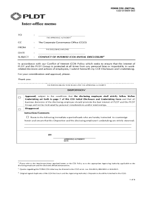 Conflict of Interest Initial Disclosure Form