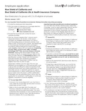Blue Shield Employee Application Form