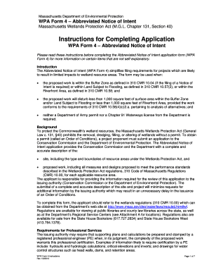 WPA Form 4 Abbreviated Notice of Intent