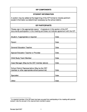 Individualized Education Program (IEP) Form