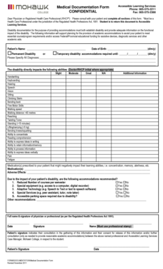 Medical Documentation Form for Academic Accommodations