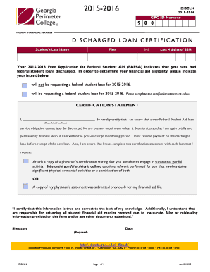 Discharged Loan Certification