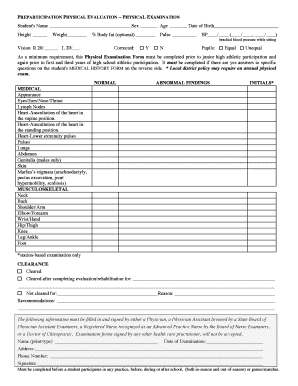 Preparticipation Physical Evaluation Form