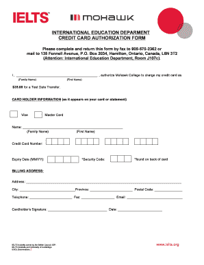 Credit Card Authorization Form
