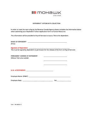 Dependent Tuition Data Collection Form