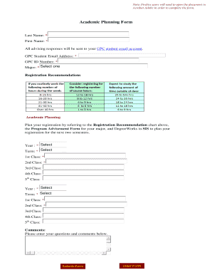 Academic Planning Form