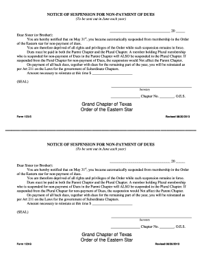 Notice of Suspension for Non-Payment of Dues