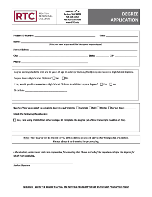 Degree Application Form