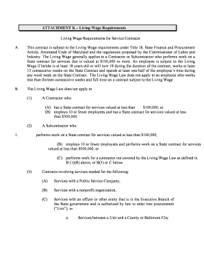 Maryland Living Wage Requirements Service Contracts Affidavit