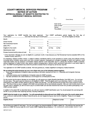 County Medical Services Program Notice of Action