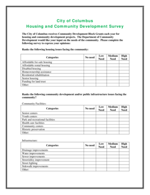 City of Columbus Housing and Community Development Survey