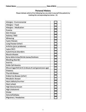 Patient Medical History Form