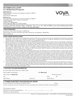 403(b) Plan Rollover Form