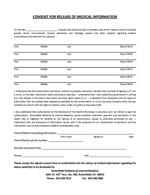Consent for Release of Medical Information