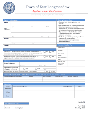 Application for Employment Form HR-1