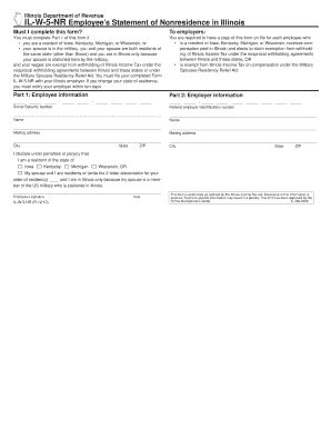 Illinois IL-W-5-NR Employee Nonresidence Form