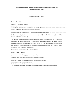 Ontario Condominium Disclosure Statement