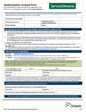 Authorization Renewal Form for Electronic Land Registration
