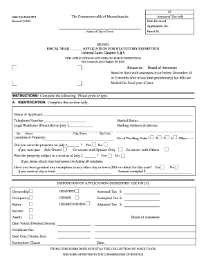 Massachusetts Statutory Exemption Application