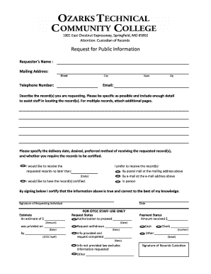 Missouri Public Information Request Form