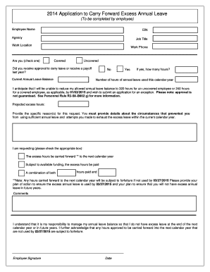 2014 Application to Carry Forward Excess Annual Leave
