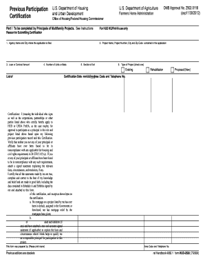 HUD-2530 Previous Participation Certification