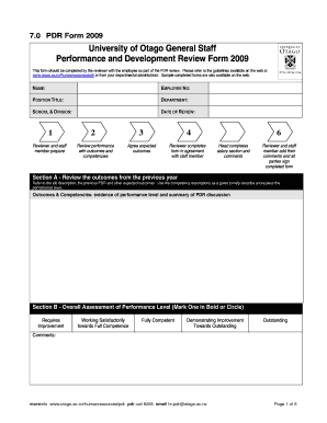 University of Otago Performance and Development Review Form