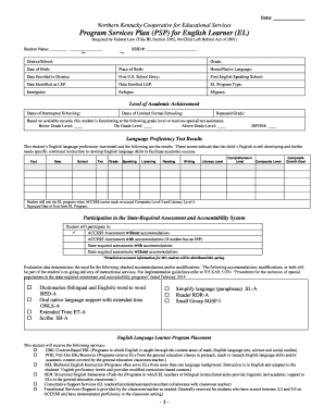 Program Services Plan for English Learner
