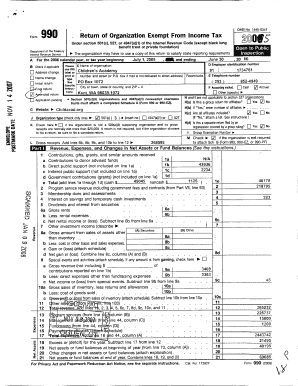 Form 990 Return of Organization Exempt From Income Tax