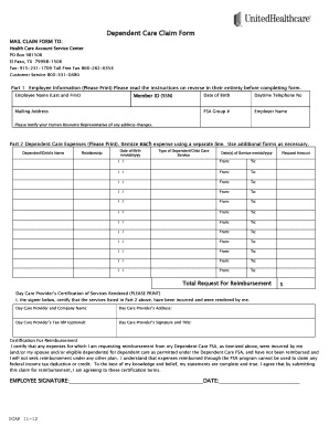 Dependent Care Claim Form