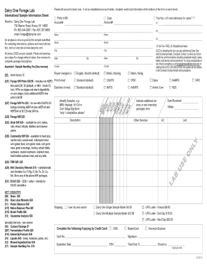 Dairy One Forage Lab Billing Form