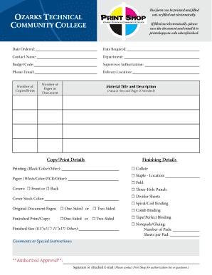 Print Shop Order Form