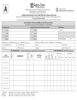 New York State Commercial Field Crops Soil Test Form