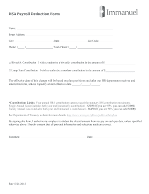 HSA Payroll Deduction Form