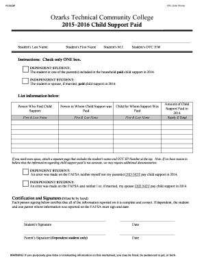 Child Support Paid Form