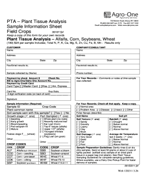 Plant Tissue Analysis Form