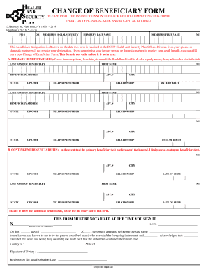 Change of Beneficiary Form